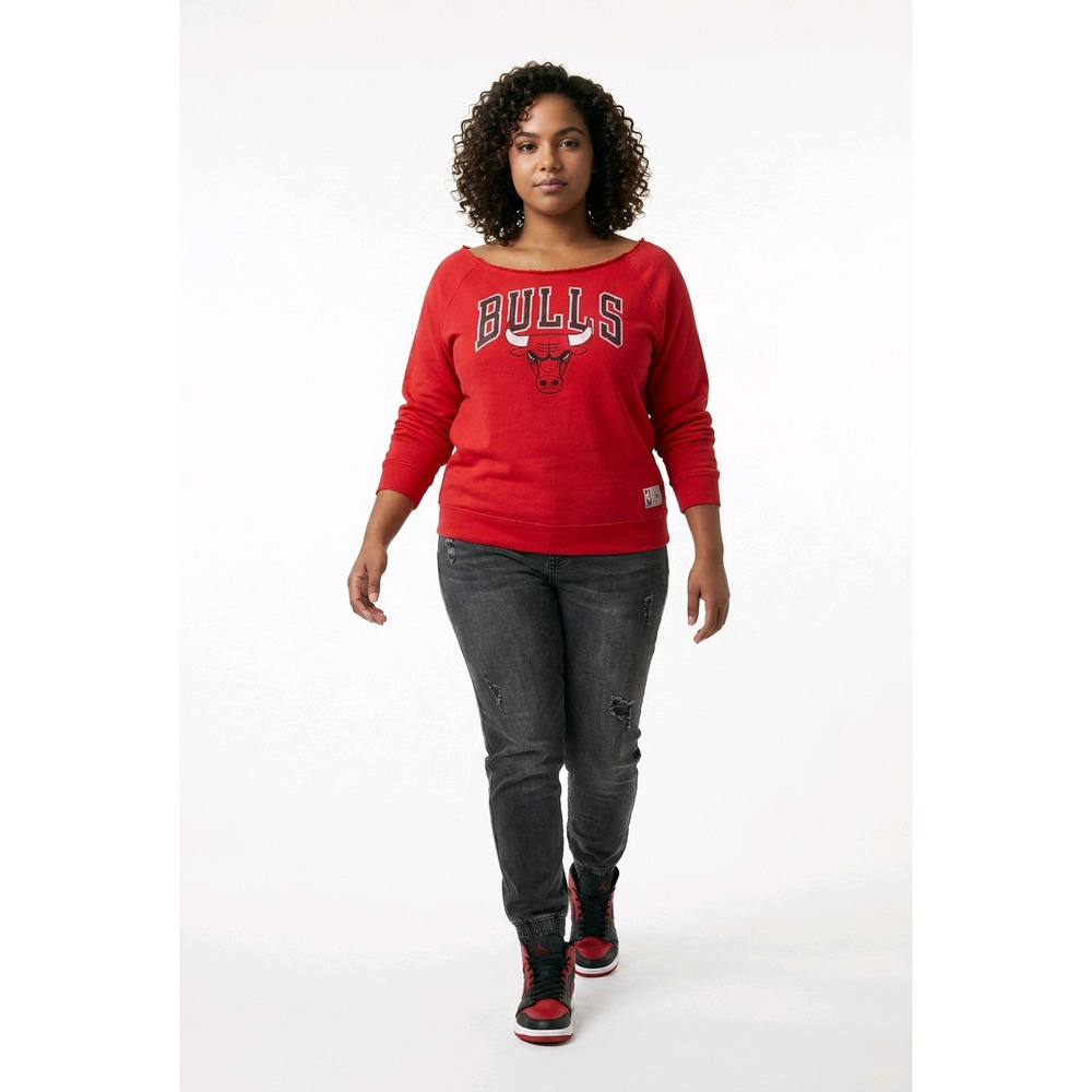 Ultra Game NBA Chicago Bulls Fleece Crewneck Sweatshirt Red Women 3XL NWT